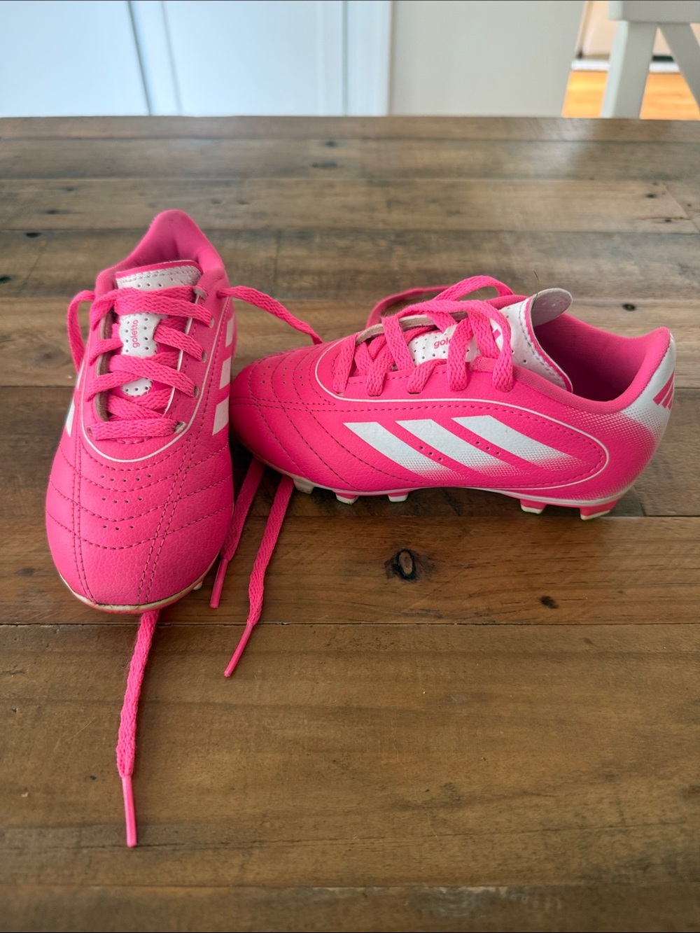 adidas Kids Pink and White Soccer Cleats